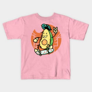 skateboarding avocado Kids T-Shirt